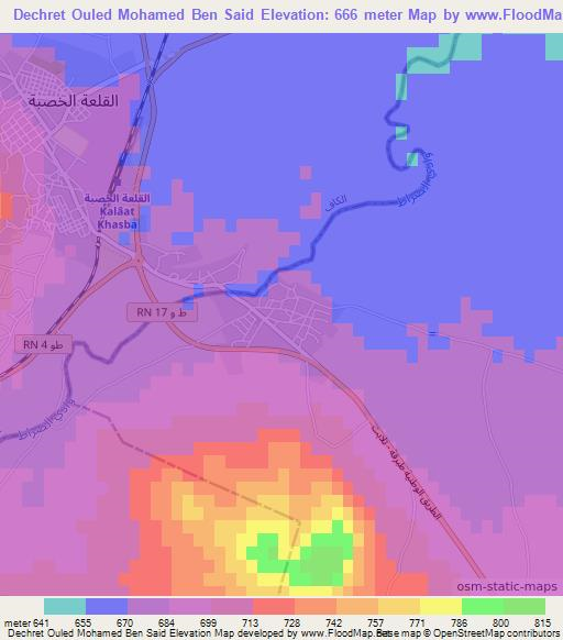 Dechret Ouled Mohamed Ben Said,Tunisia Elevation Map