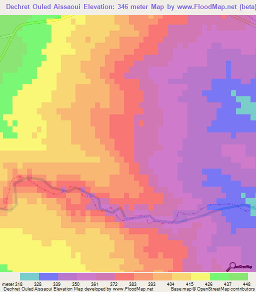 Dechret Ouled Aissaoui,Tunisia Elevation Map