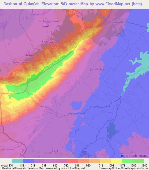 Dashrat al Qulay`ah,Tunisia Elevation Map