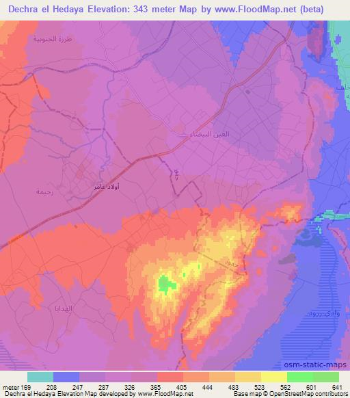 Dechra el Hedaya,Tunisia Elevation Map