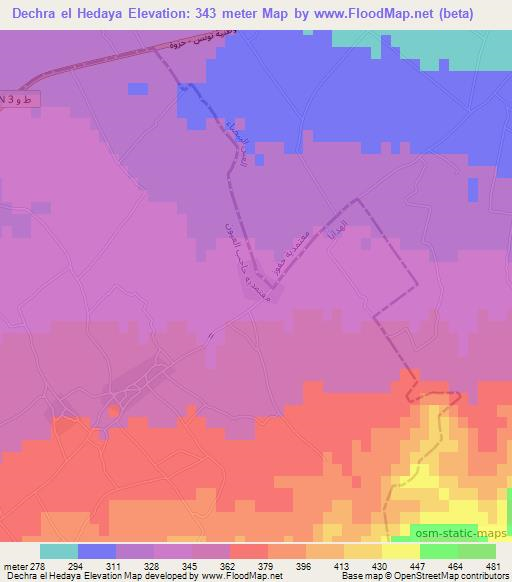 Dechra el Hedaya,Tunisia Elevation Map