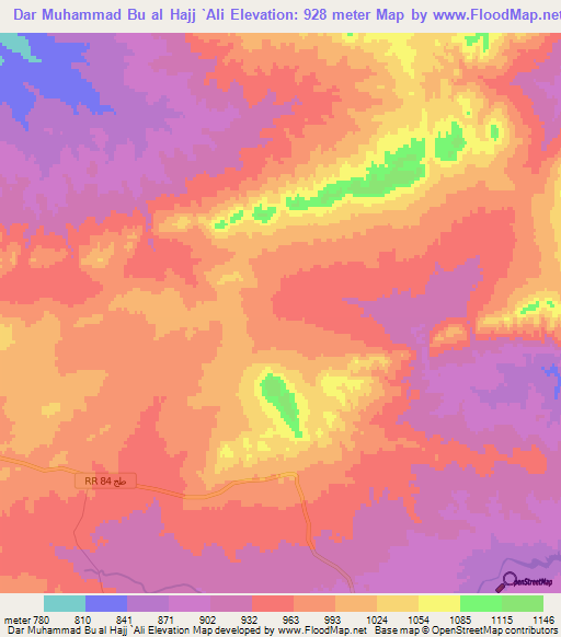 Dar Muhammad Bu al Hajj `Ali,Tunisia Elevation Map