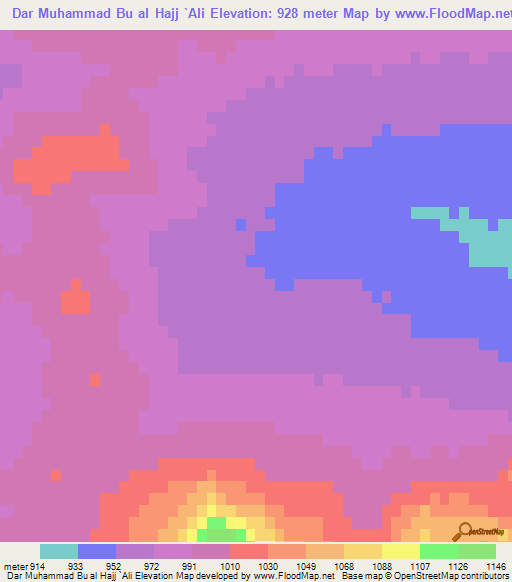 Dar Muhammad Bu al Hajj `Ali,Tunisia Elevation Map