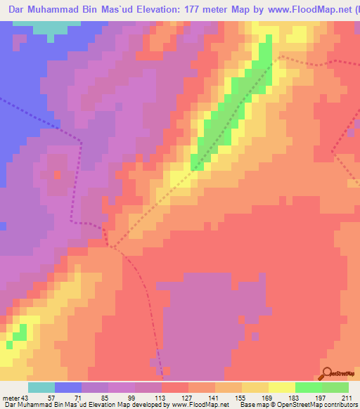 Dar Muhammad Bin Mas`ud,Tunisia Elevation Map
