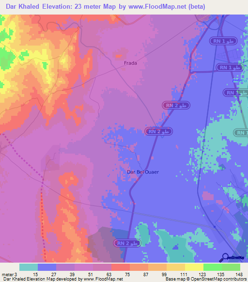 Dar Khaled,Tunisia Elevation Map