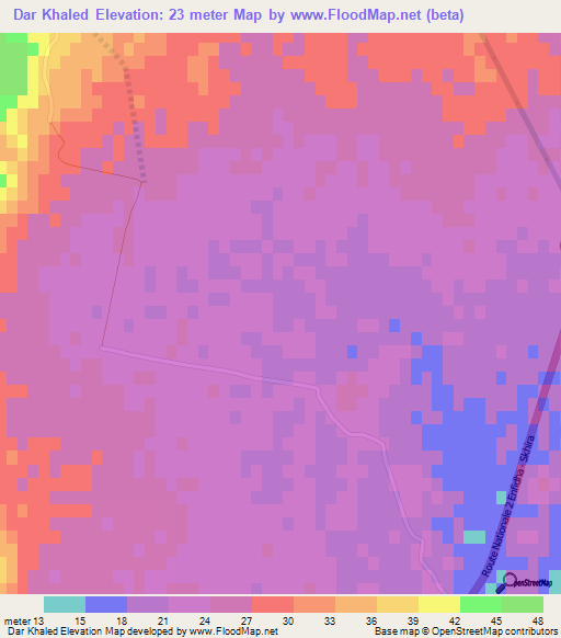 Dar Khaled,Tunisia Elevation Map