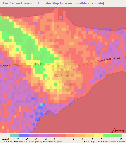 Dar Azdine,Tunisia Elevation Map