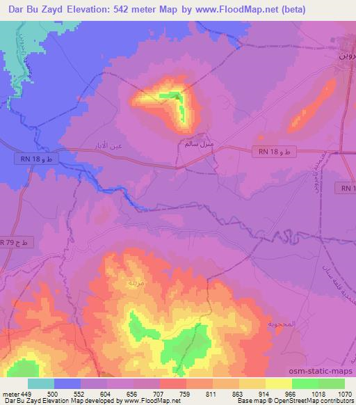 Dar Bu Zayd,Tunisia Elevation Map