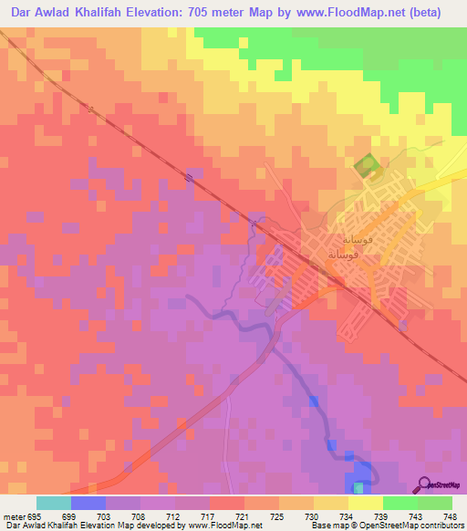 Dar Awlad Khalifah,Tunisia Elevation Map