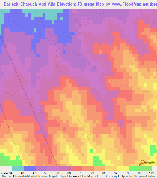 Dar ech Chaouch Abd Alla,Tunisia Elevation Map