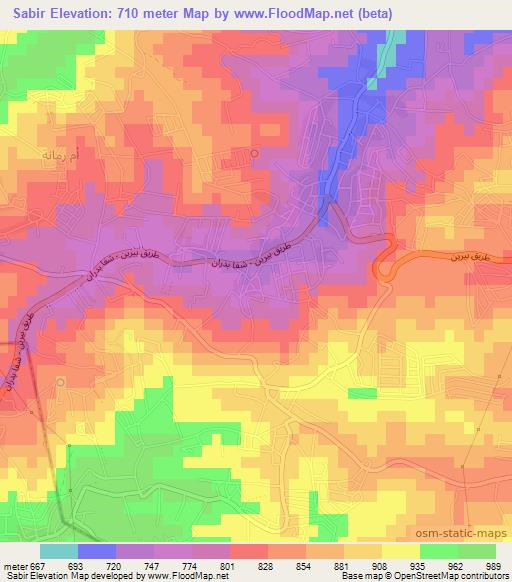 Sabir,Jordan Elevation Map