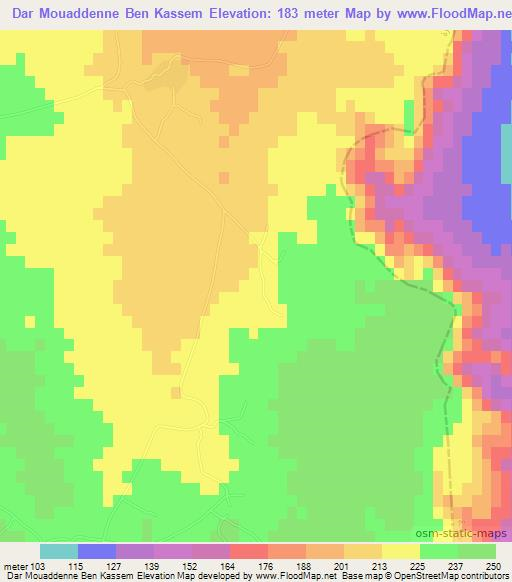 Dar Mouaddenne Ben Kassem,Tunisia Elevation Map