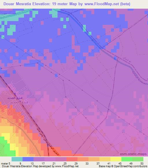 Douar Mesratia,Tunisia Elevation Map