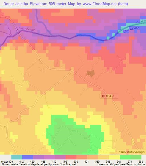 Douar Jelelba,Tunisia Elevation Map