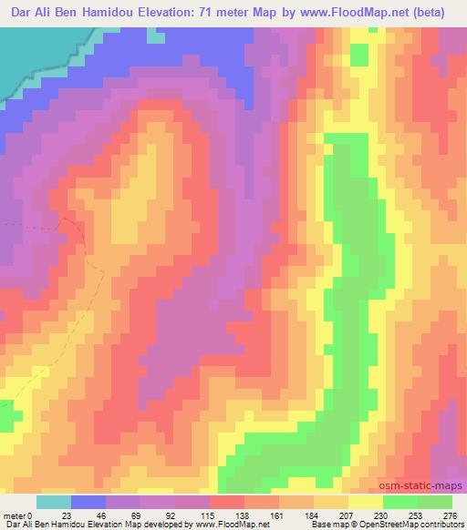 Dar Ali Ben Hamidou,Tunisia Elevation Map