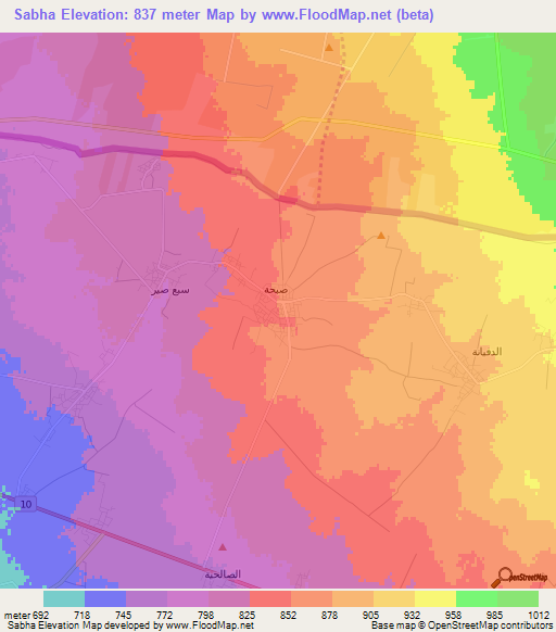 Sabha,Jordan Elevation Map
