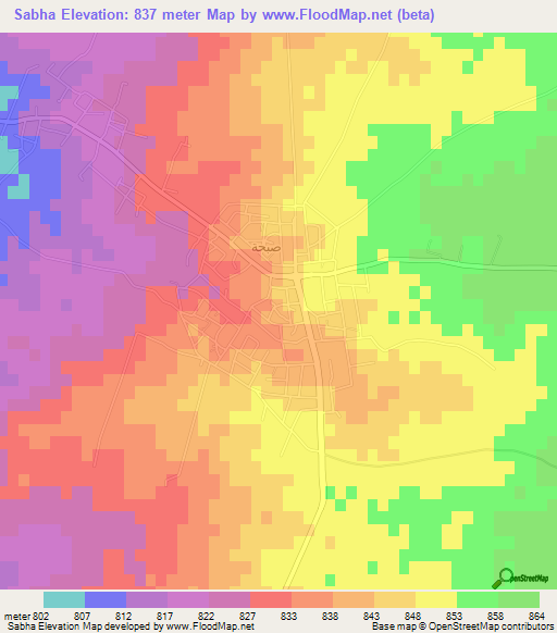 Sabha,Jordan Elevation Map