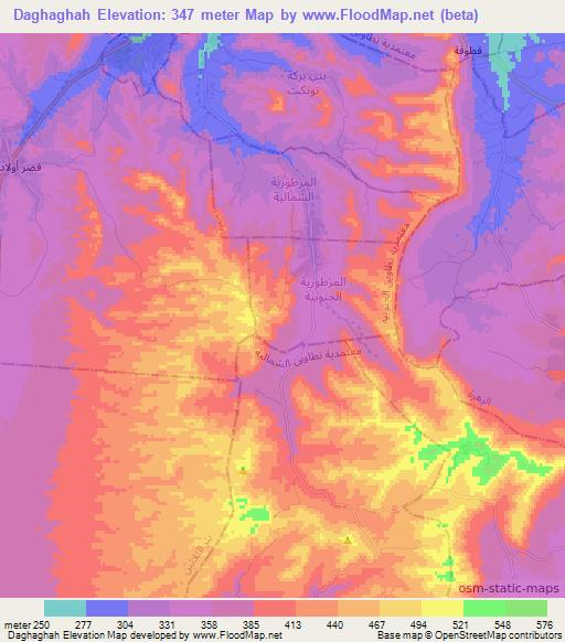 Daghaghah,Tunisia Elevation Map