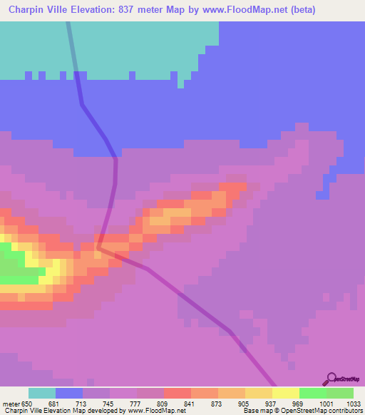 Charpin Ville,Tunisia Elevation Map