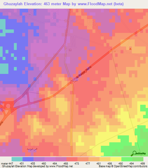 Ghuzaylah,Syria Elevation Map
