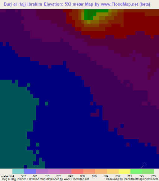 Burj al Hajj Ibrahim,Tunisia Elevation Map