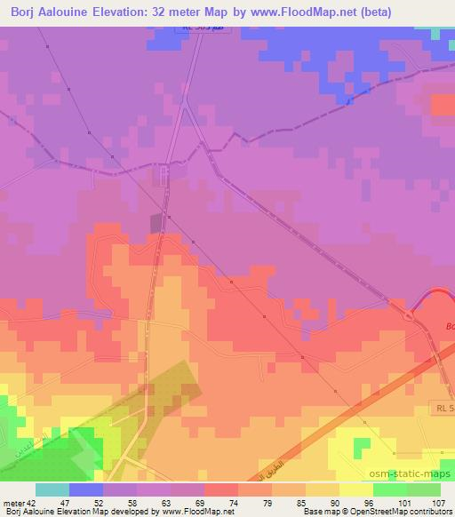 Borj Aalouine,Tunisia Elevation Map