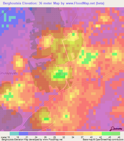 Berghoutsia,Tunisia Elevation Map