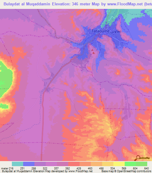 Bulaydat al Muqaddamin,Tunisia Elevation Map
