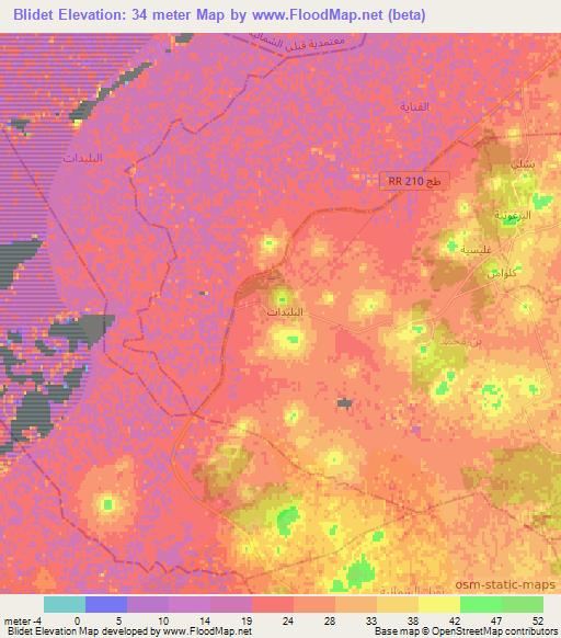 Blidet,Tunisia Elevation Map