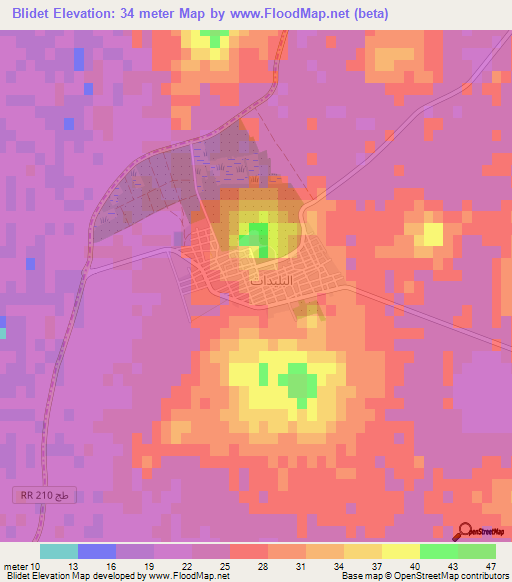Blidet,Tunisia Elevation Map