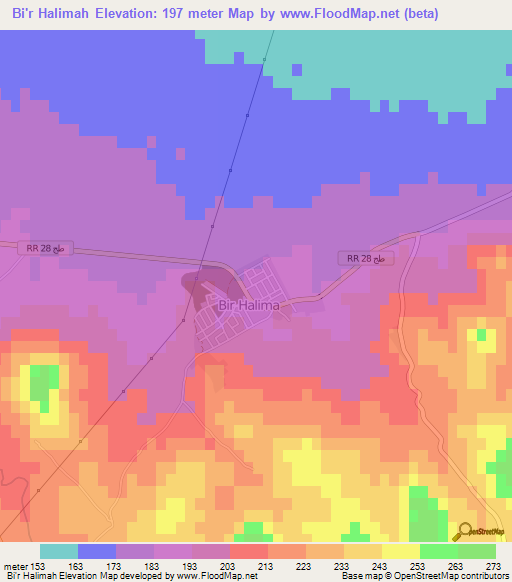 Bi'r Halimah,Tunisia Elevation Map