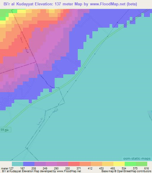 Bi'r al Kudayyat,Tunisia Elevation Map