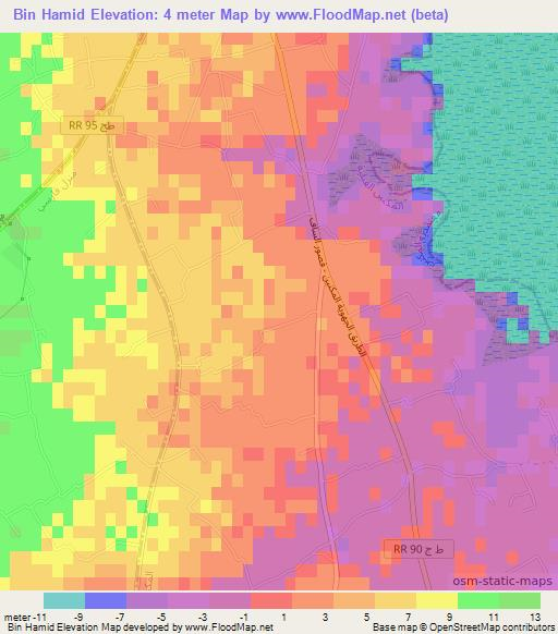 Bin Hamid,Tunisia Elevation Map