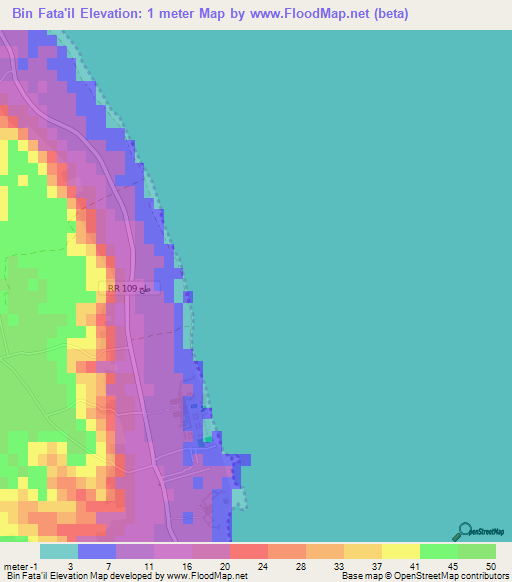 Bin Fata'il,Tunisia Elevation Map