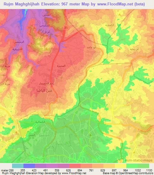 Rujm Maghghijhah,Jordan Elevation Map