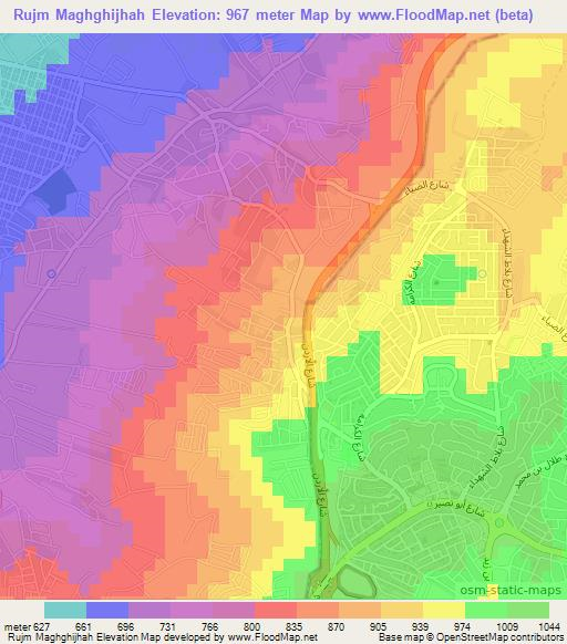 Rujm Maghghijhah,Jordan Elevation Map