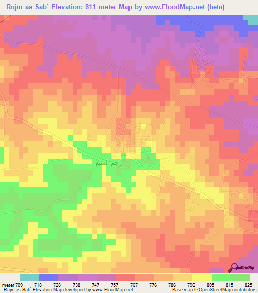 Rujm as Sab`,Jordan Elevation Map
