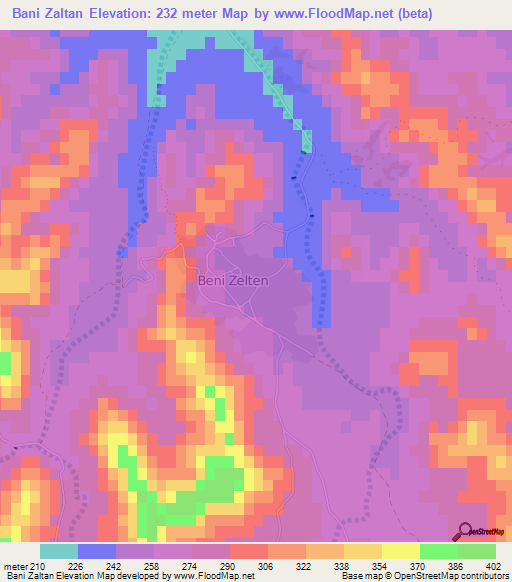 Bani Zaltan,Tunisia Elevation Map