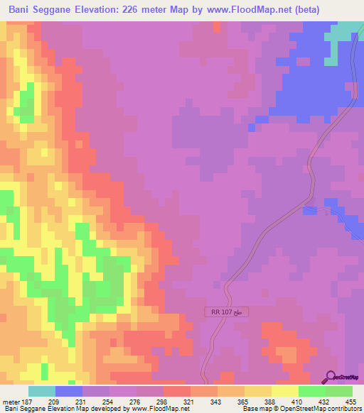 Bani Seggane,Tunisia Elevation Map