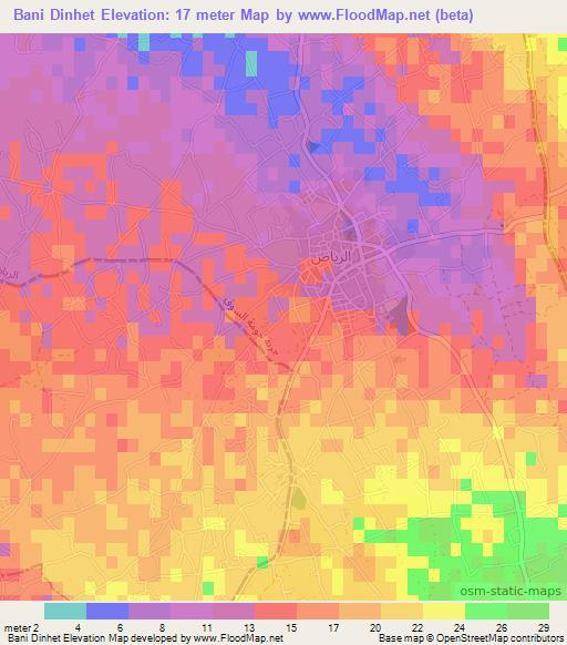 Bani Dinhet,Tunisia Elevation Map