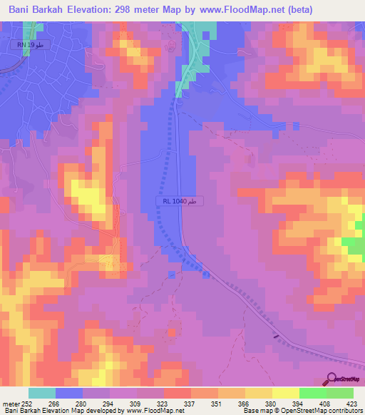 Bani Barkah,Tunisia Elevation Map