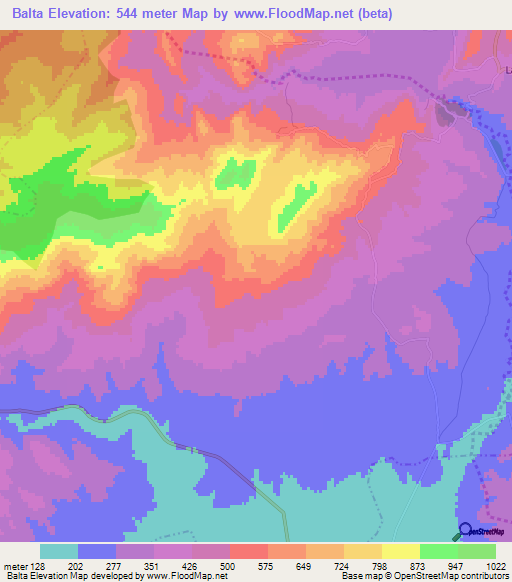 Balta,Tunisia Elevation Map