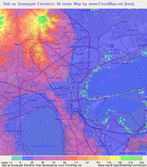 Bab as Suwayqah,Tunisia Elevation Map