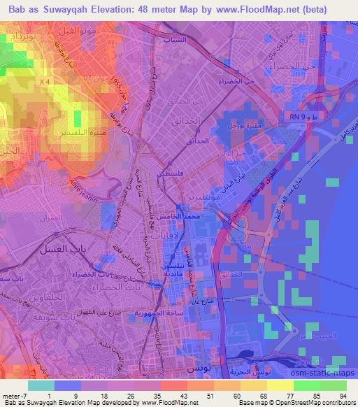 Bab as Suwayqah,Tunisia Elevation Map