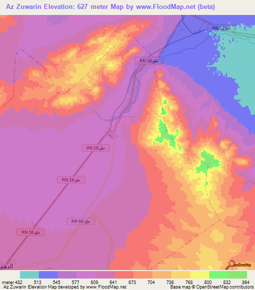 Az Zuwarin,Tunisia Elevation Map