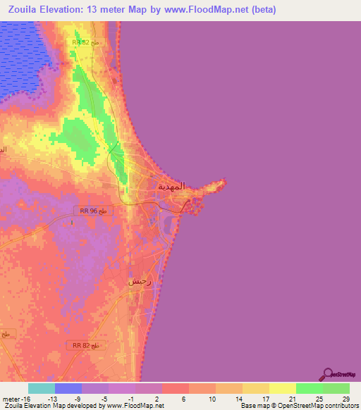 Zouila,Tunisia Elevation Map
