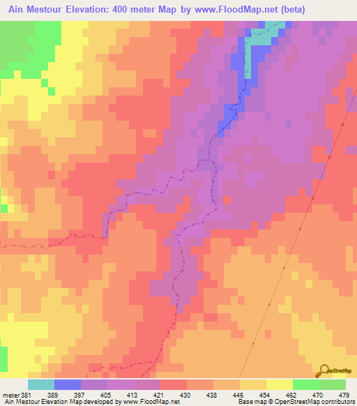 Ain Mestour,Tunisia Elevation Map