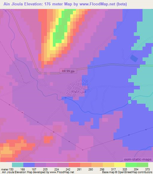 Ain Jioula,Tunisia Elevation Map