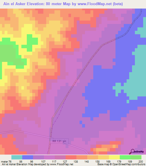 Ain el Asker,Tunisia Elevation Map