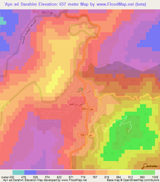`Ayn ad Darahim,Tunisia Elevation Map